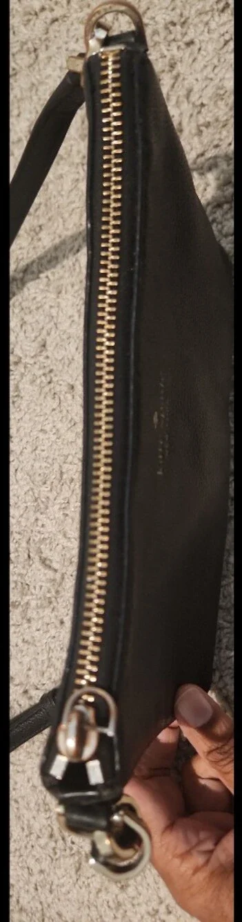 Kate Spade Black Pebbled Leather Crossbody Bag Gold Hardware Everyday Purse